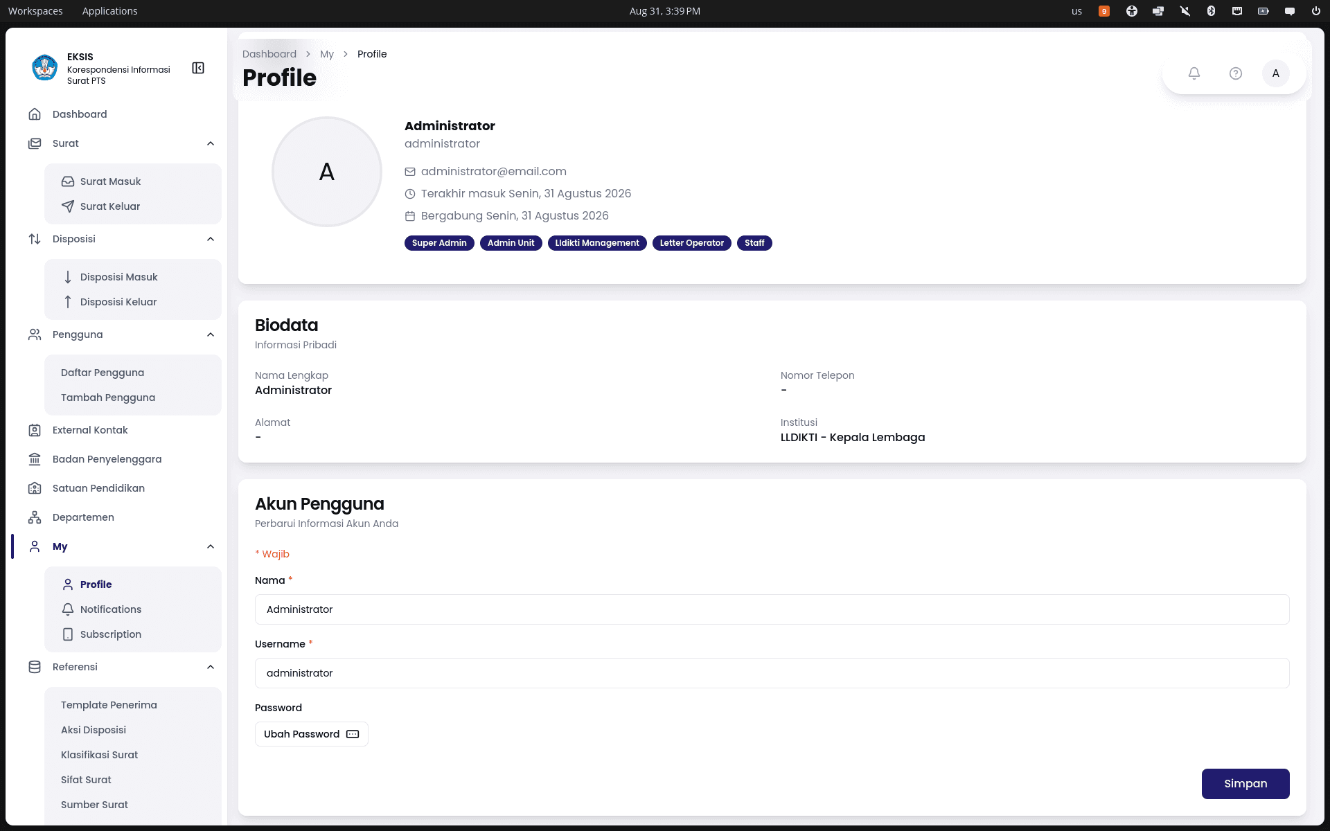 Eksis — Internal Letter & Disposition Management System — screenshot 5